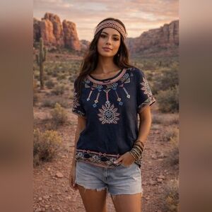 Tolani Gael Top Navy NWT